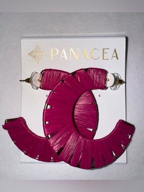 Panacea Cache Magenta Raffia Half-Hoop Earrings